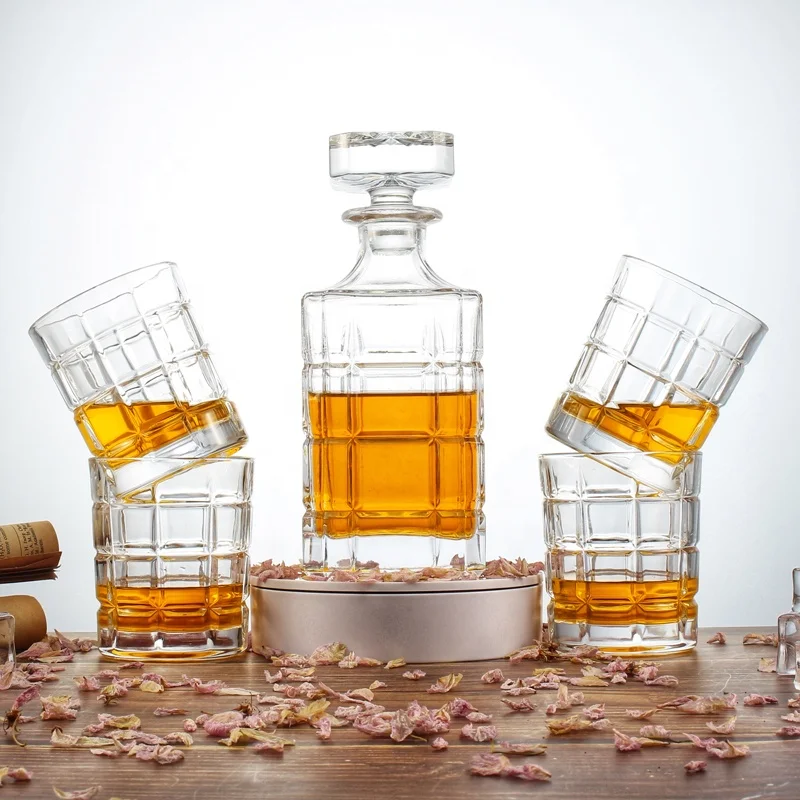 750ml Spot Cheap Goods Four Glass Set Gift Box Crystal Whiskey Bottle Whiskey Set