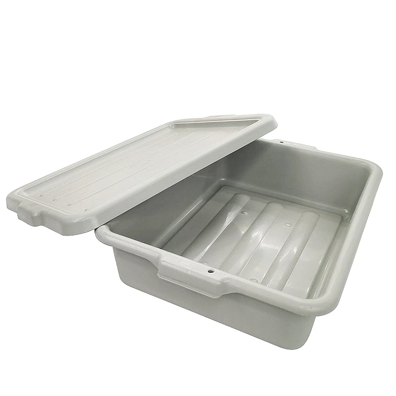 Commercial Rectangular Stackable  Kitchen Food Vegetable Storage Plastic Tote Boxes With Lids Wash Tub Basin Bus Box