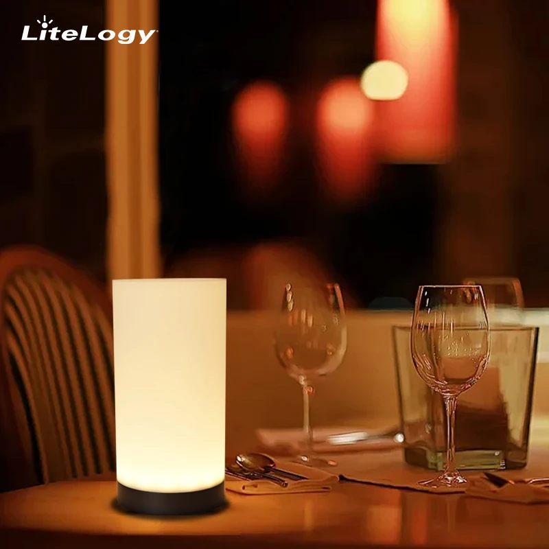Litelogy develop 2.2W 3 ways dimming acrylic night lamp bar cafe wireless charging base cordless mini table lamp led restaurant