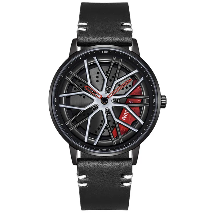 Auto Expensive Stainless Steel gtr Spining Wheel Rolling 360 Degree Rotating Drifting 3d Car Dial Rims Wrist Watches For Men