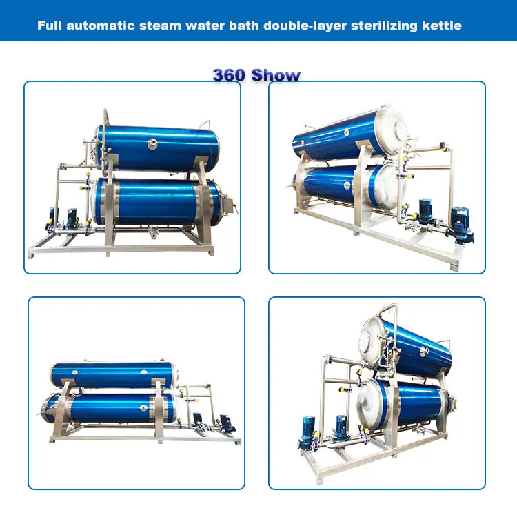 Double Tank Water Bath Retort For Beverage Drinks Juice Bottle Electric Sterilizer Autoclave