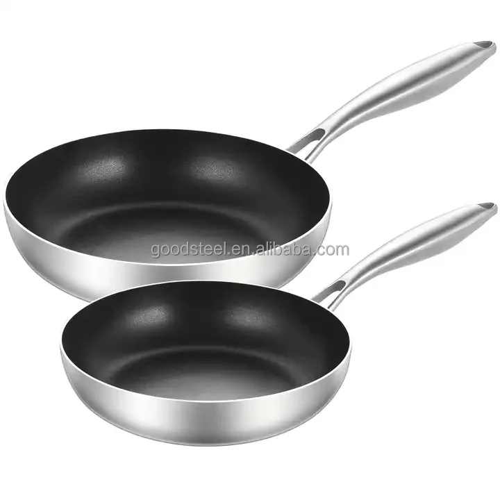 24 26 28cm 3-layer stainless steel frypan with nonstick  Stainless Steel Skillet  24cm Diameters Metal Pan