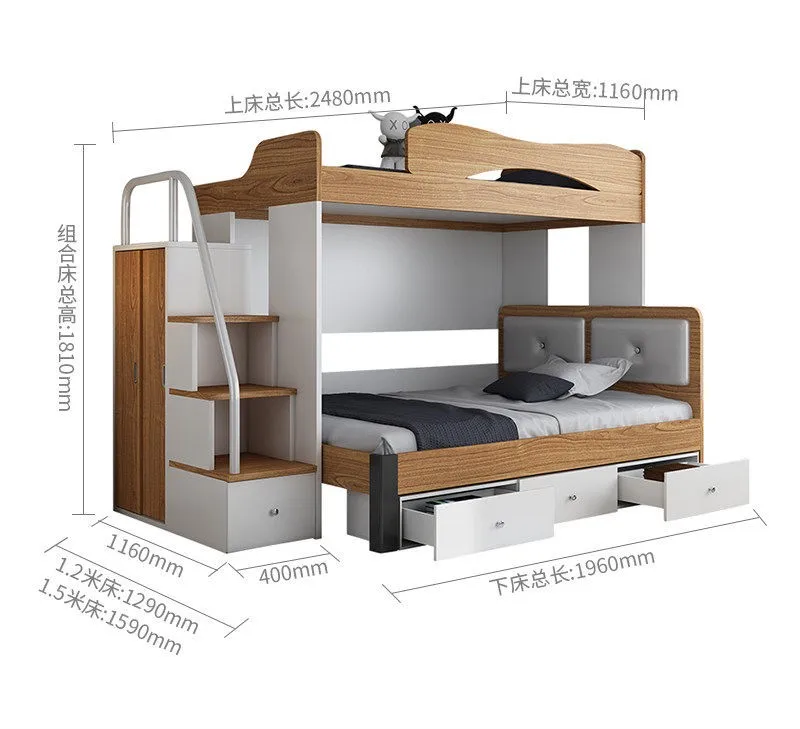 Up and down children multifunctional adult combination bed under desk splint kids bunk bed