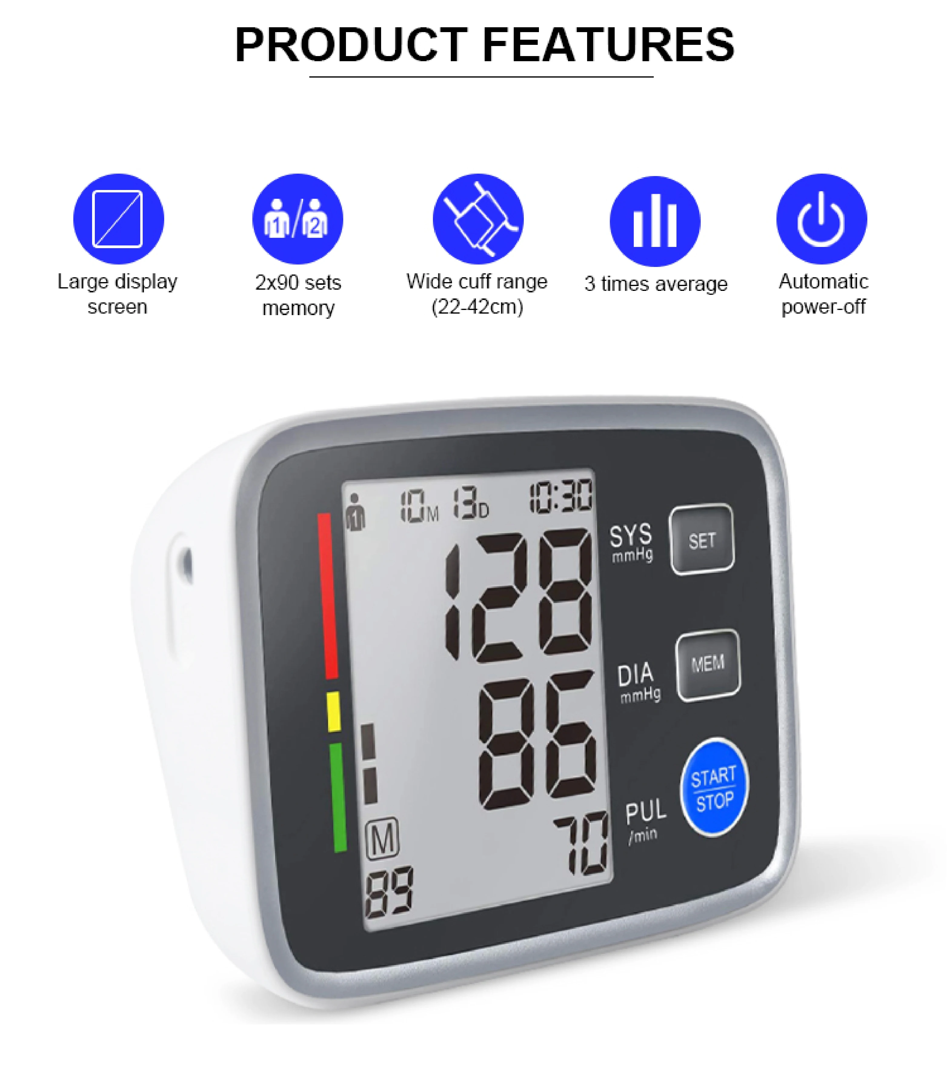 Wholesale Electronic Blood Pressure Machine Tensiometer Digital Upper Arm Blood Pressure Monitor with Large Cuff
