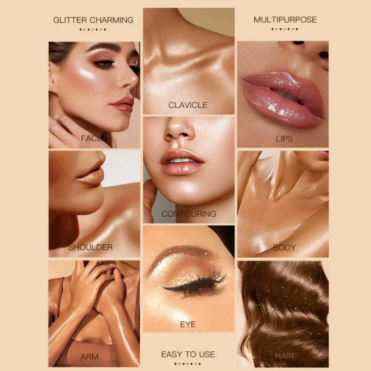 Private Label Face Makeup High Pigment Glitter Powder Bronzer Highlighter Stick Gege Bear Pat Pat Powder