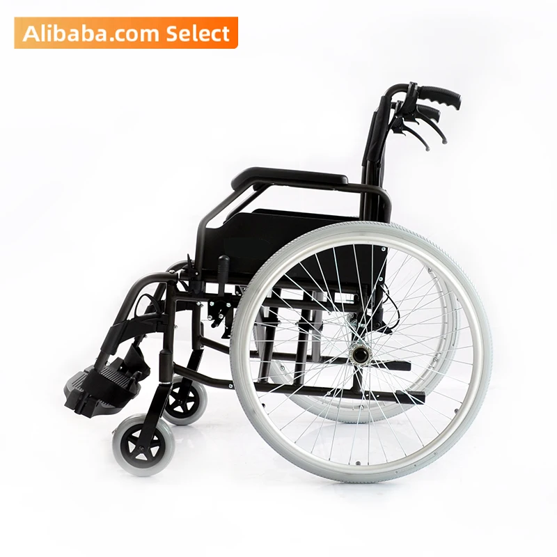 manual stair climbing wheelchair aluminum self-propelled wheelchair with adjustable footplate height for disabled