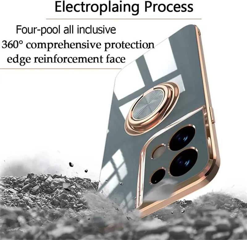 For Oppo Reno 5 6 7 8 9 Pro Cover Magnetic Finger Ring Holder Soft Rubber Car Shockproof Protector Phone Accessories 2023 Case