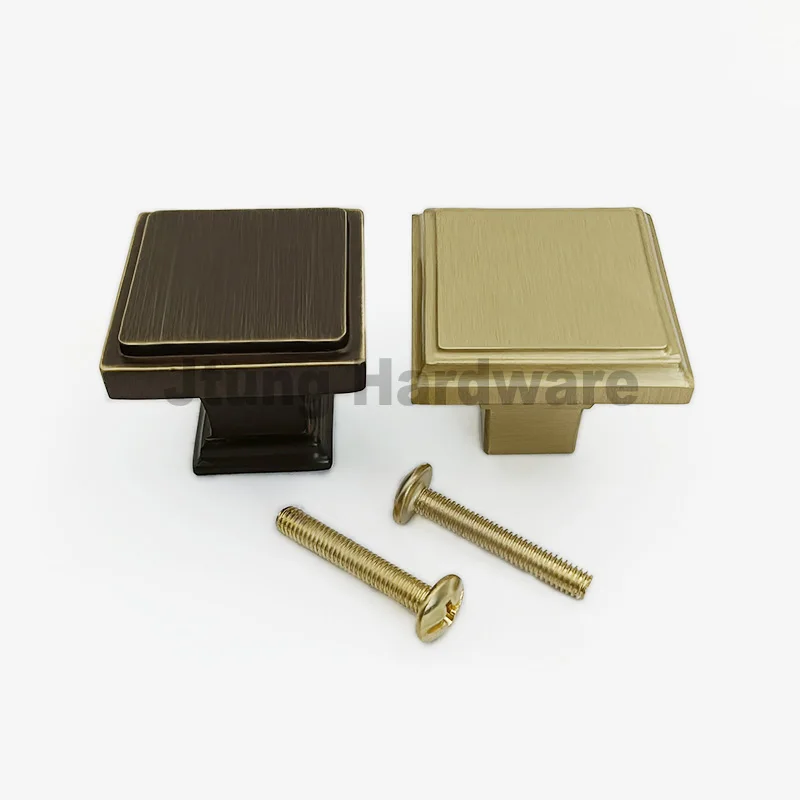 Brass Square stepped Cabinet knobs Black handles for kitchen cabinet doors bedroom vanity drawers bathroom closet hardware
