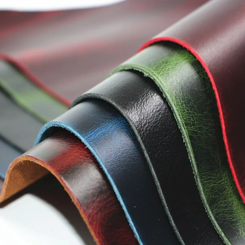 2.0mm Thick Vintage Oil Wax Tanned Leather Genuine Cowhide Crazy Horse Leather for Bags Toys Shoes Handbag