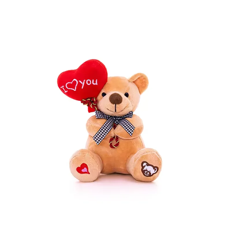Unisex I LOVE YOU Teddy Bear Heart Balloon Soft Plush Smile Catching Machine Doll Comforter Animal Gift Ornament for Children