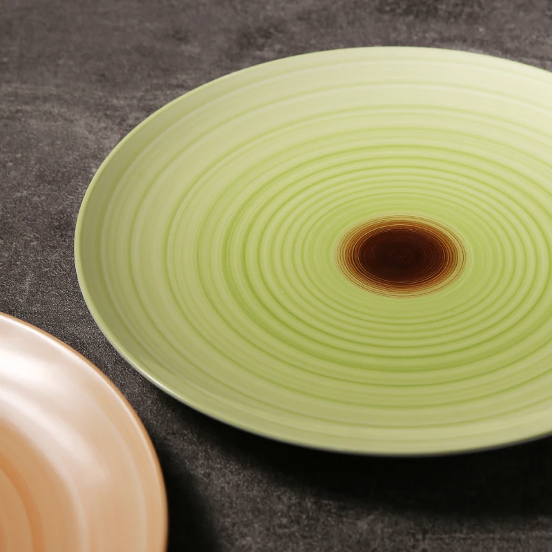 WEIYE Mexican spiricle ceramic dinnerware round plate sets custom color porcelain plates for restaurant