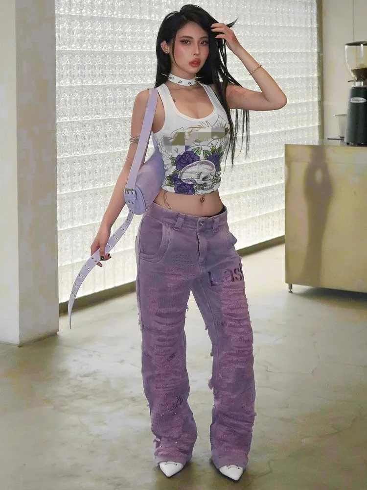 X13919C 2024 summer hot sale girls Skull Hot drill vest