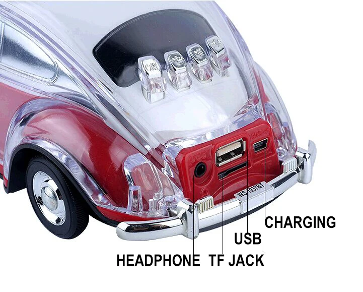 Outdoor Subwoofer Portable WS1937BT Taxi Car Wireless Speaker With Led Flashing Colorful Metal Bass BT Speaker For Mobile Phone