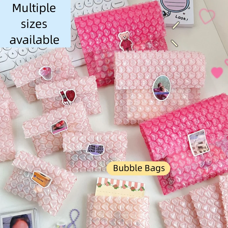 Rose color heart-shaped thickened drop-proof express bubble film bags wholesale