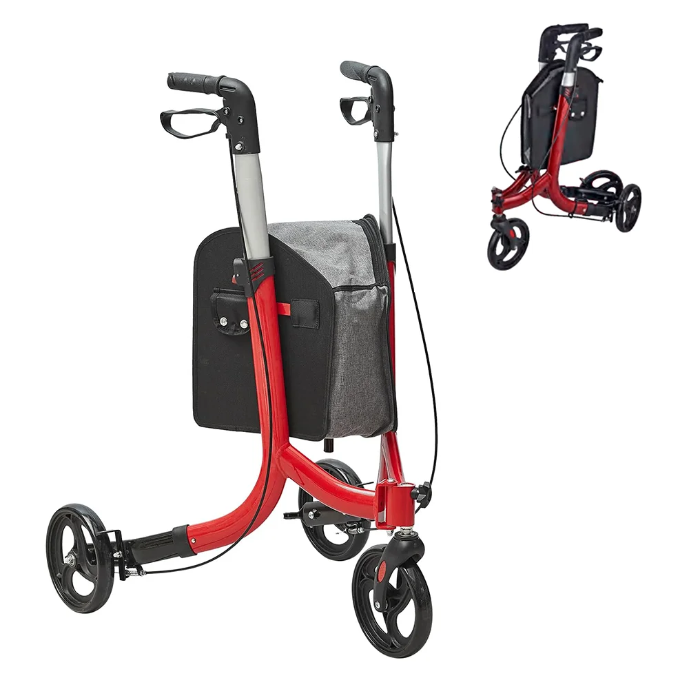 Foldable Outdoor Lightweight Aluminium Old People Adults Elderly Walking Folding Upright Walker Rollator For Seniors