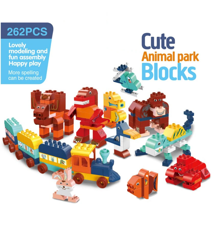 
262-301 PCS Big Size Diy Building Blocks Animal Train models Figures Compatible legos Toys for Children 