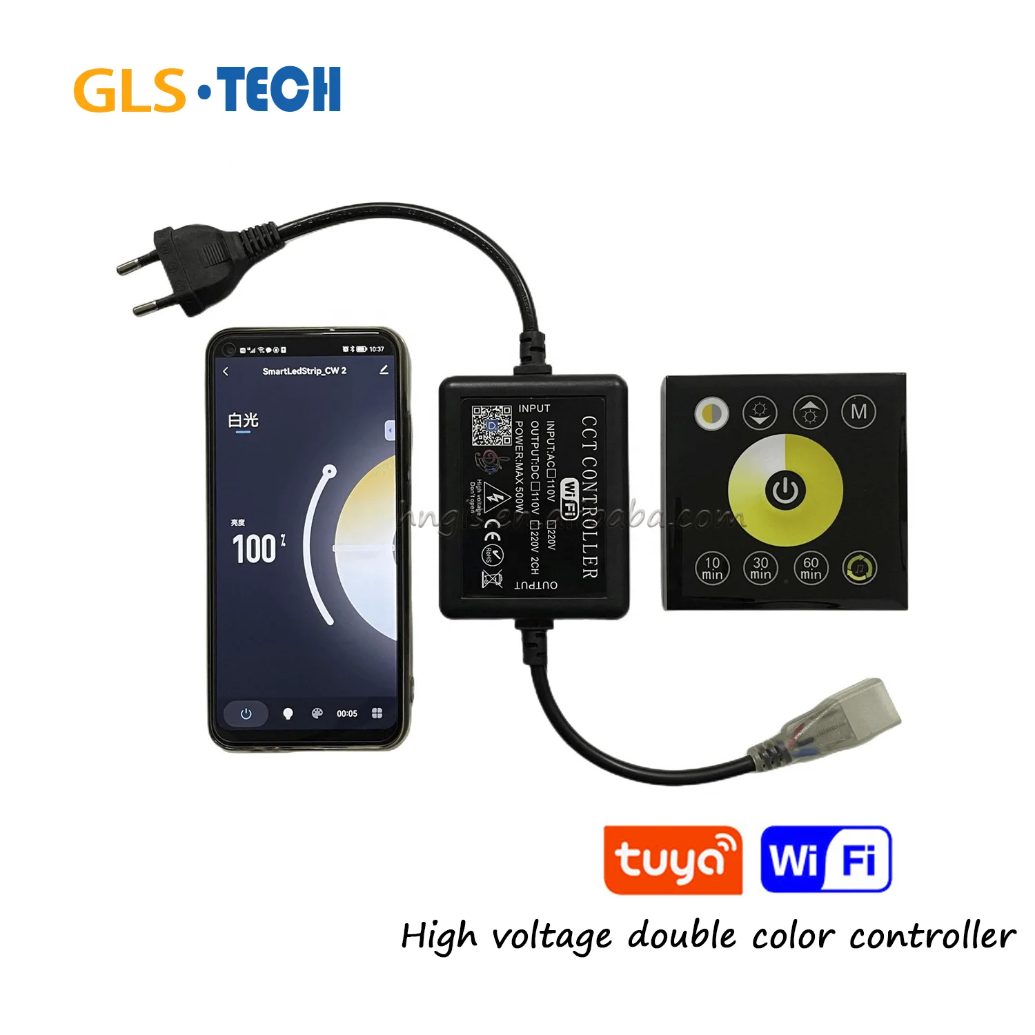 Смарт-WIFI приложение Tuya светодиодный контроллер для переменного тока 110 В 220 Одноцветный CCT RGB высокое напряжение светодиодные полосы