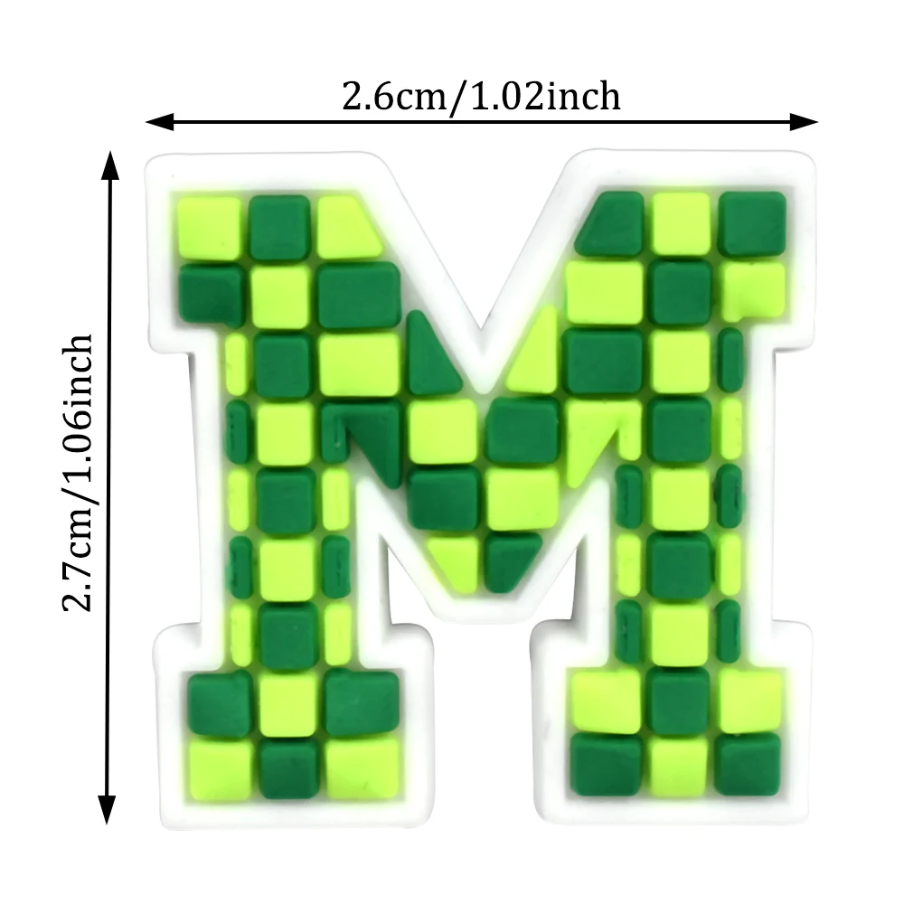 Cute English Letter Shoe Charms Green And White Green Letter Numerals Series Shoe Charms Clog Charms For Kids Women Gifts