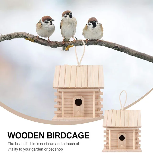 Country Style DIY Wooden Solid Wood Bird Nest Creative Indoor and Outdoor Bird House With Polished Paulownia Home Gift