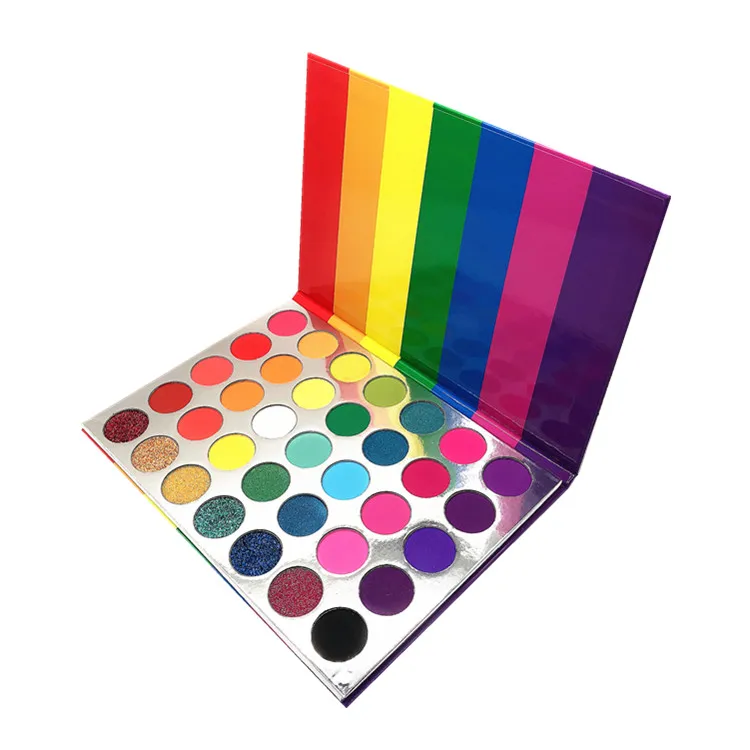 35 Colors Rainbow Eyeshadow Palette Private Label Custom Eye Shadow Palette Matte Shimmer Low MOQ Eyeshadow Palette