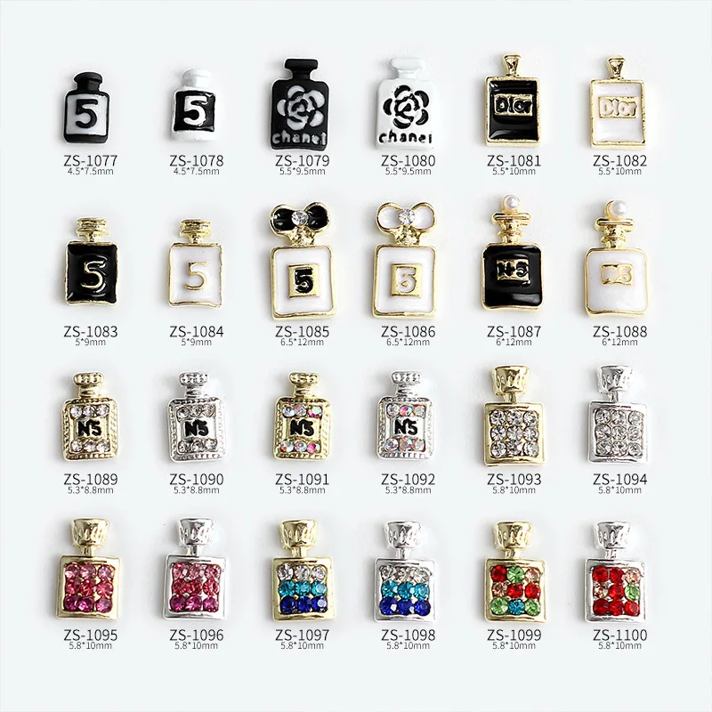 Nails Art Perfume Bottle Color Diamond Jewelry Painting Oil Spray Paint Bow Exquisite Alloy Perfume Bottle Nail Charms
