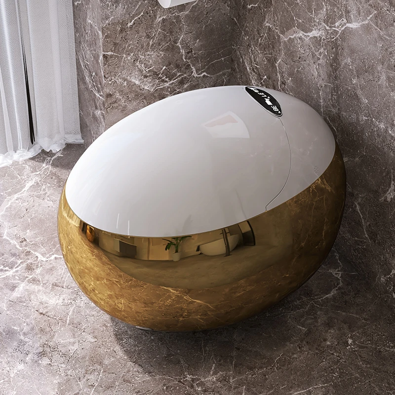Luxury floor mounted intelligent toilet gold color egg shaped toilet bowl tankless intelligent closestool smart toilet