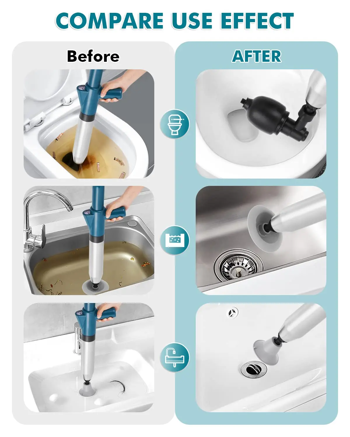 Sewer Pipe Dredger Air Drain Blaster Dredge Clog Remover High Pressure Drain Plunger Toilet Plunger