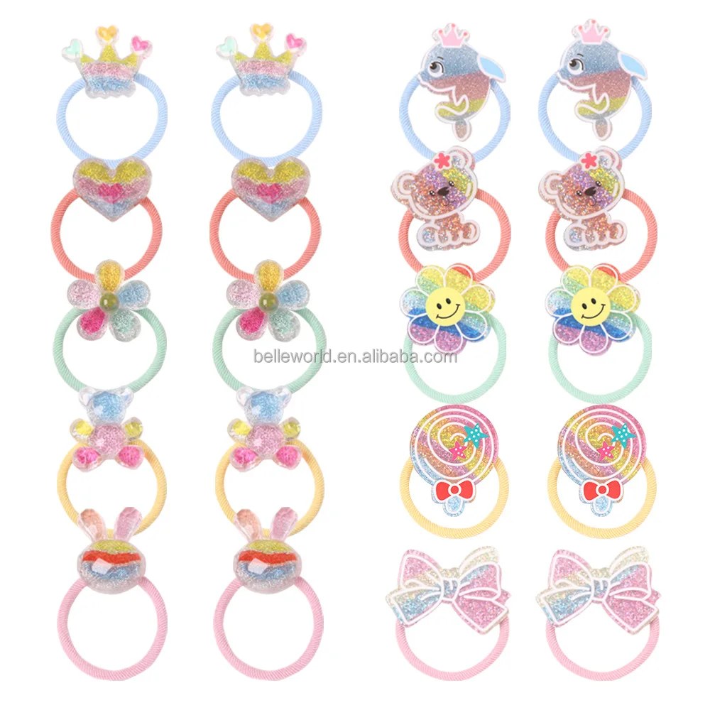 BELLEWORLD new design hot girl child accessories rainbow hair band cartoon rainbow tiara flower bear hair tie for baby girls