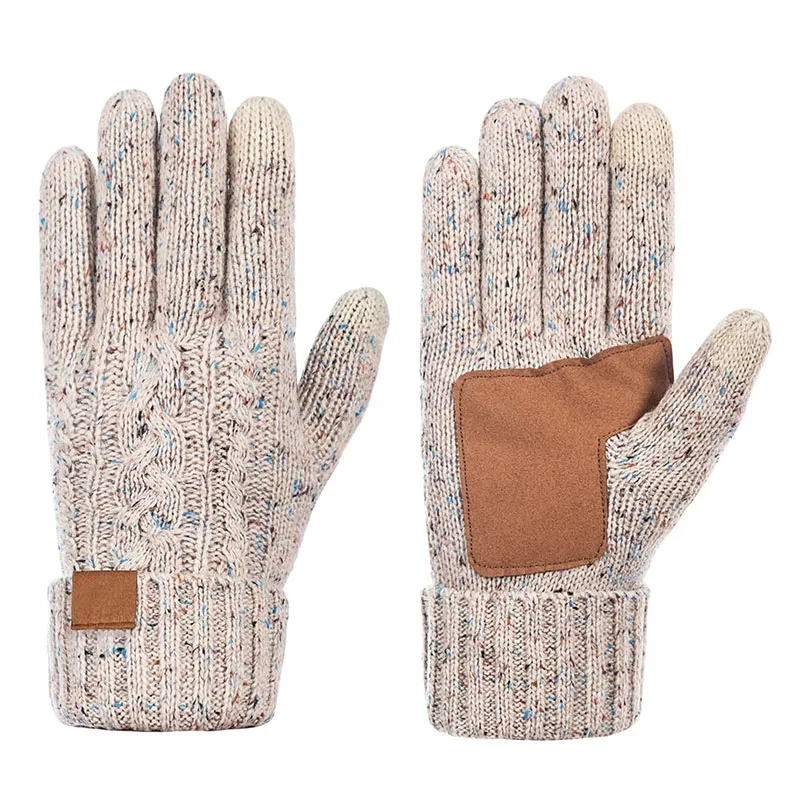 Wholesale Custom Women Knitted Acrylic Full Finger Workout Touch Screen Warm Winter Gloves With Logo