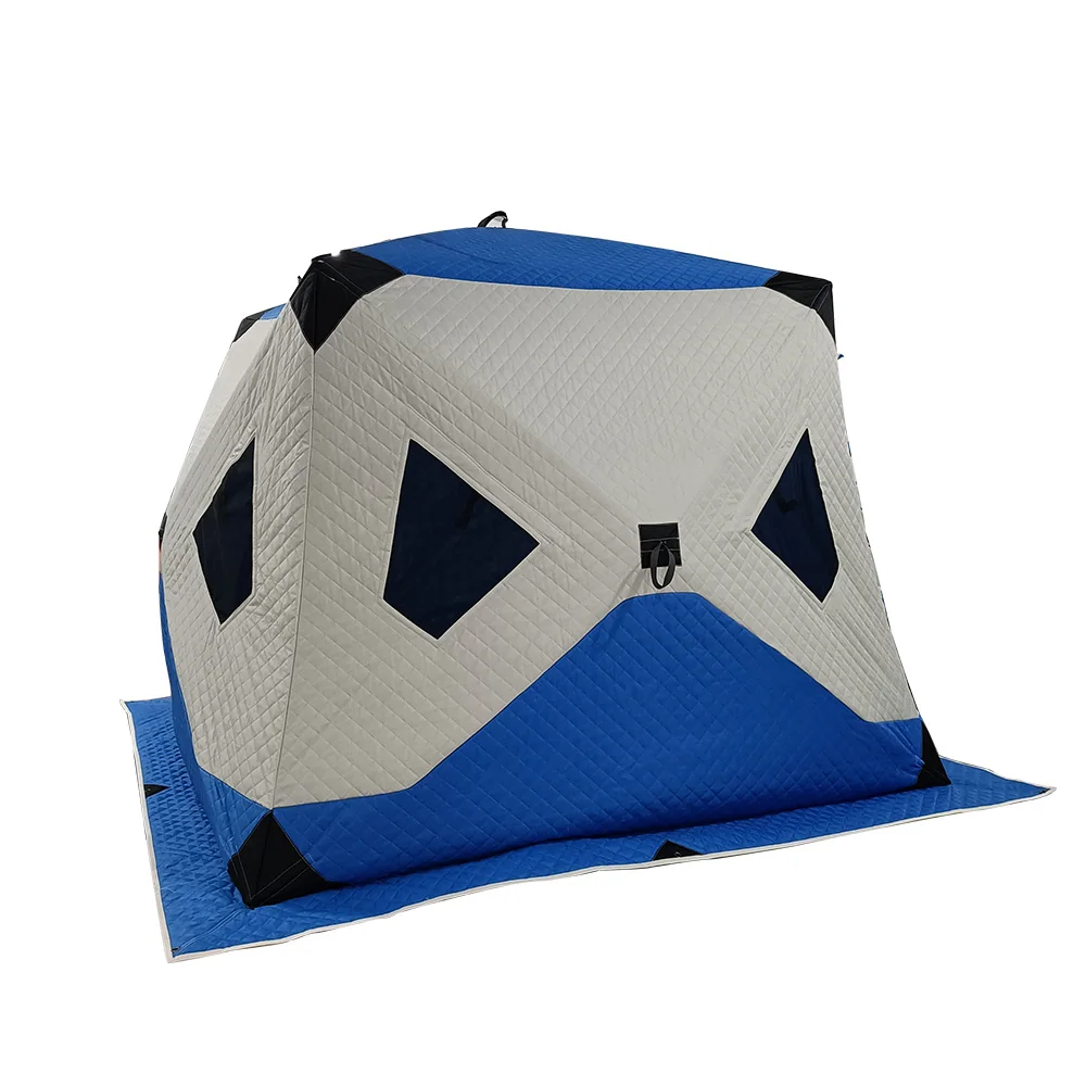 2 Person Ice Fishing Shelter Pop-Up Portable Insulated Tent Waterproof Oxford Polyester Fabric with