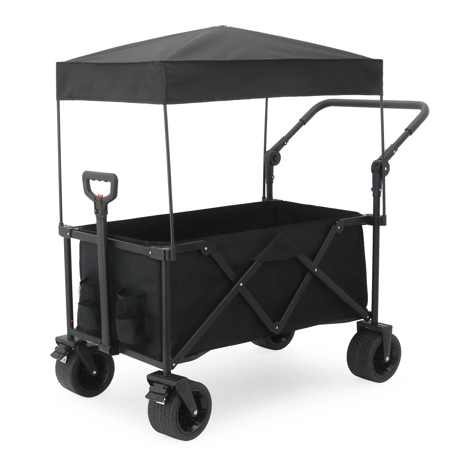 Eaynon Outdoor Mesh Collapsible Wagon Cart Folding Shopping Trolley Folding Wagon For Tools With Oem Support