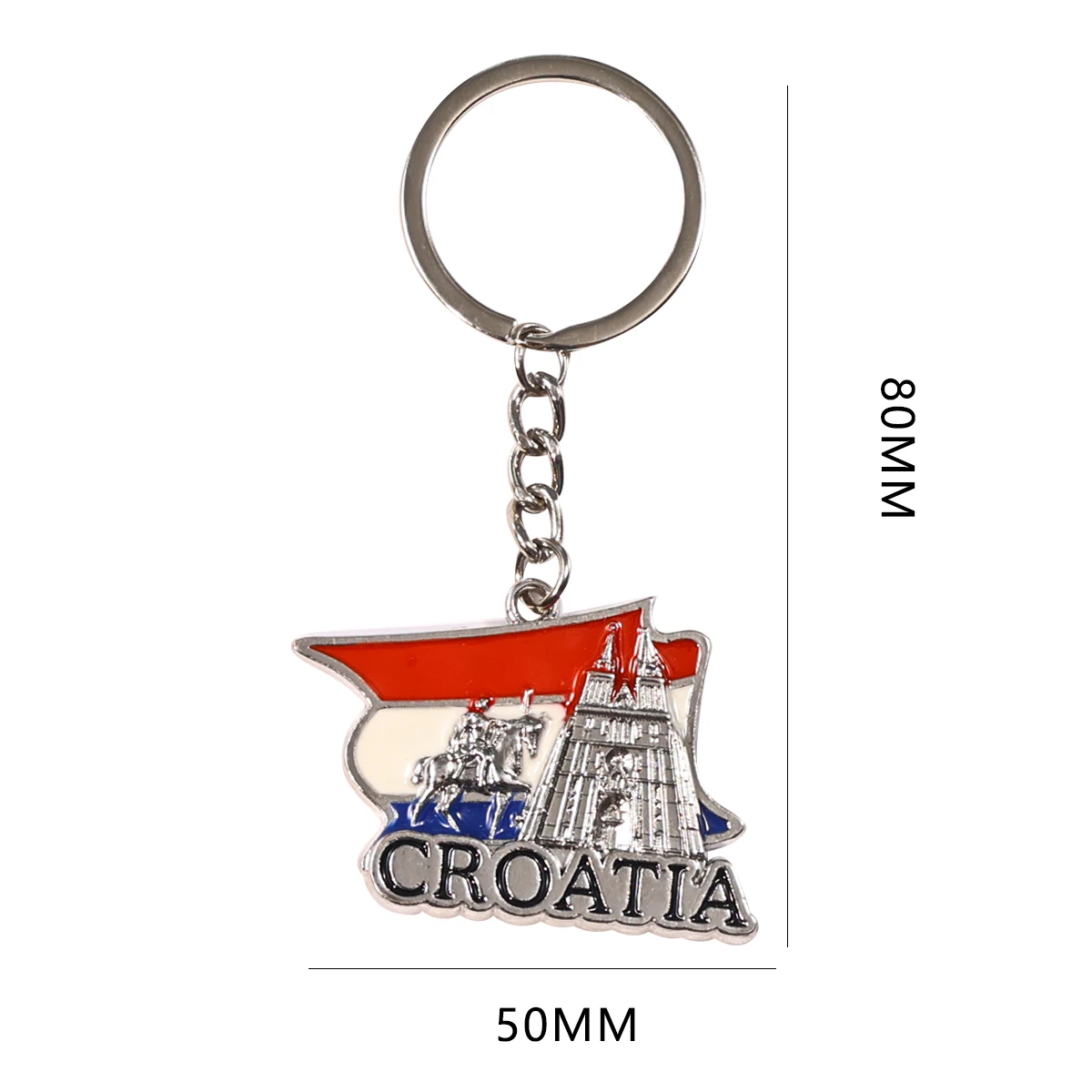 Factory Price Customized Nickel Enamel Keychain Zinc Alloy Metal Die Casting  Key Rings Croatia Tourist Souvenir Gifts