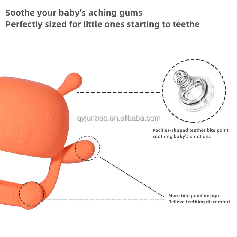 Custom logo High Quality lovely Bear shaped Newborn Silicone Baby Teether Toys Teething For Babies