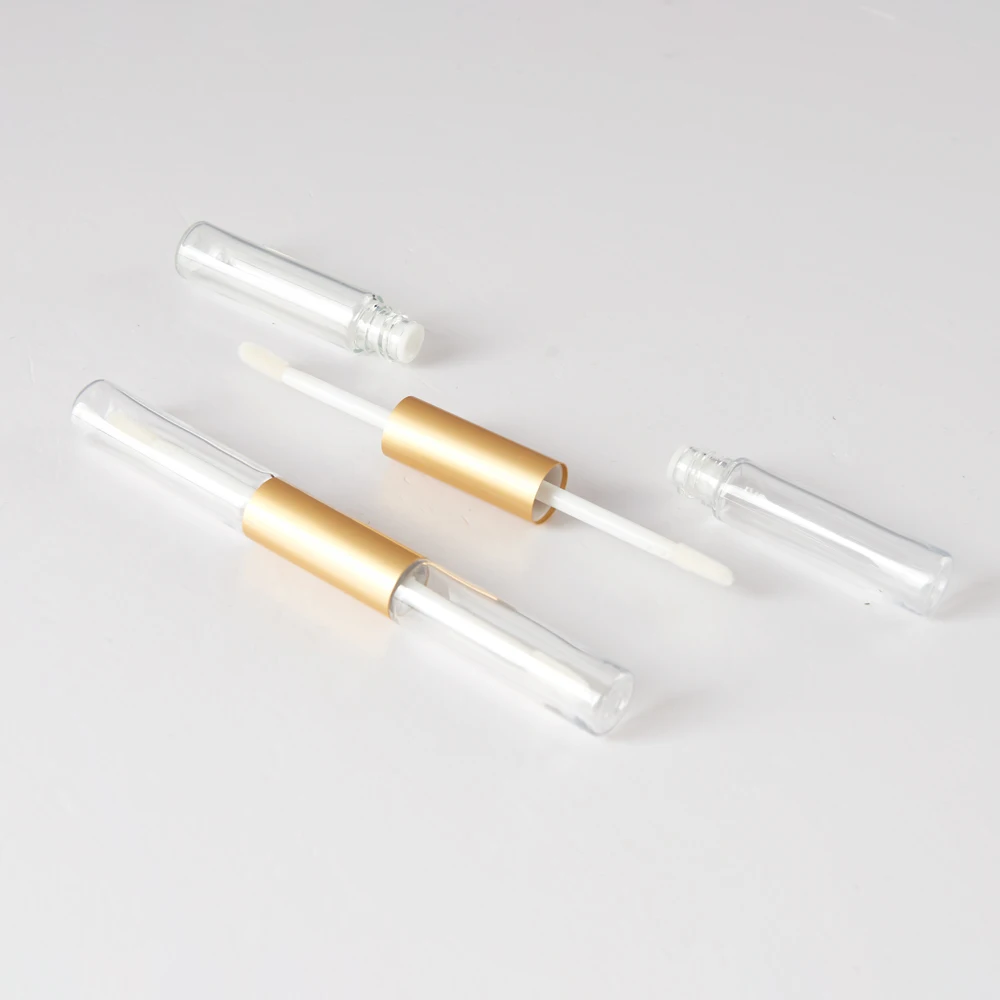 HUIHO wholesale fashion cute gold double head lip gloss containers tube case custom logo cosmetic packaging lip gloss tubes