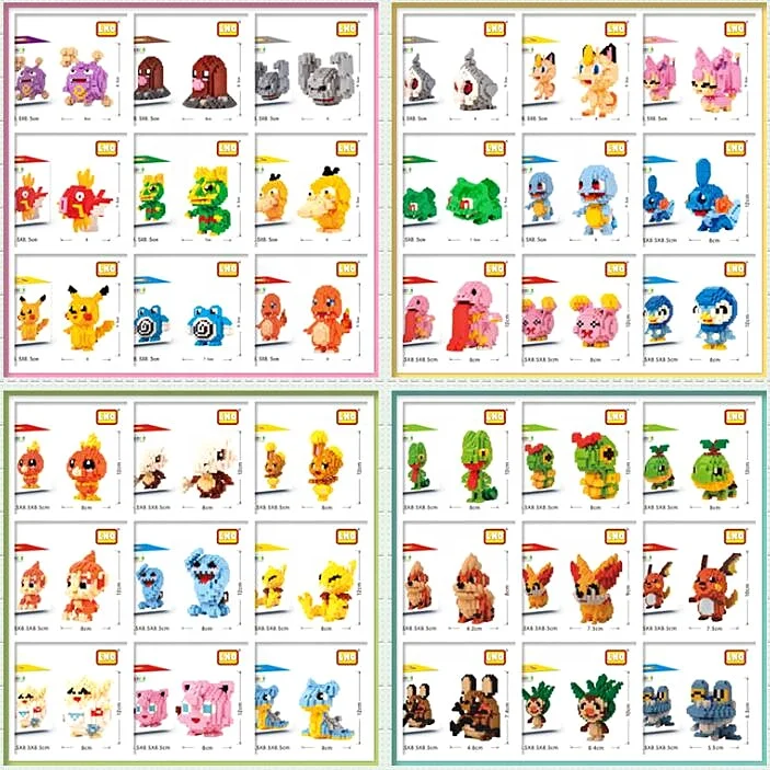 Mini brick game Pokemoner mini Building Blocks toys Micro-small Particles Pokemoner Toys Cartoon blocks Pocket toys (NO.PA0040)