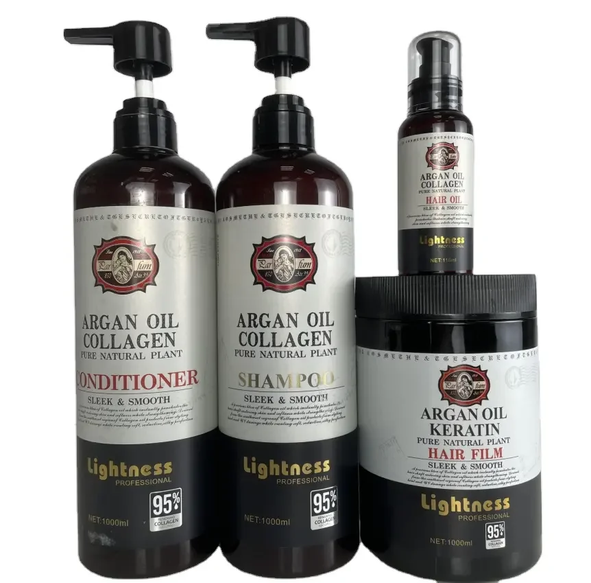 Private Label Natural Organic Keratin Argan Oil Shampoo And Conditioner Sulfate Free Smooth Supple Glossy Hair Care Set