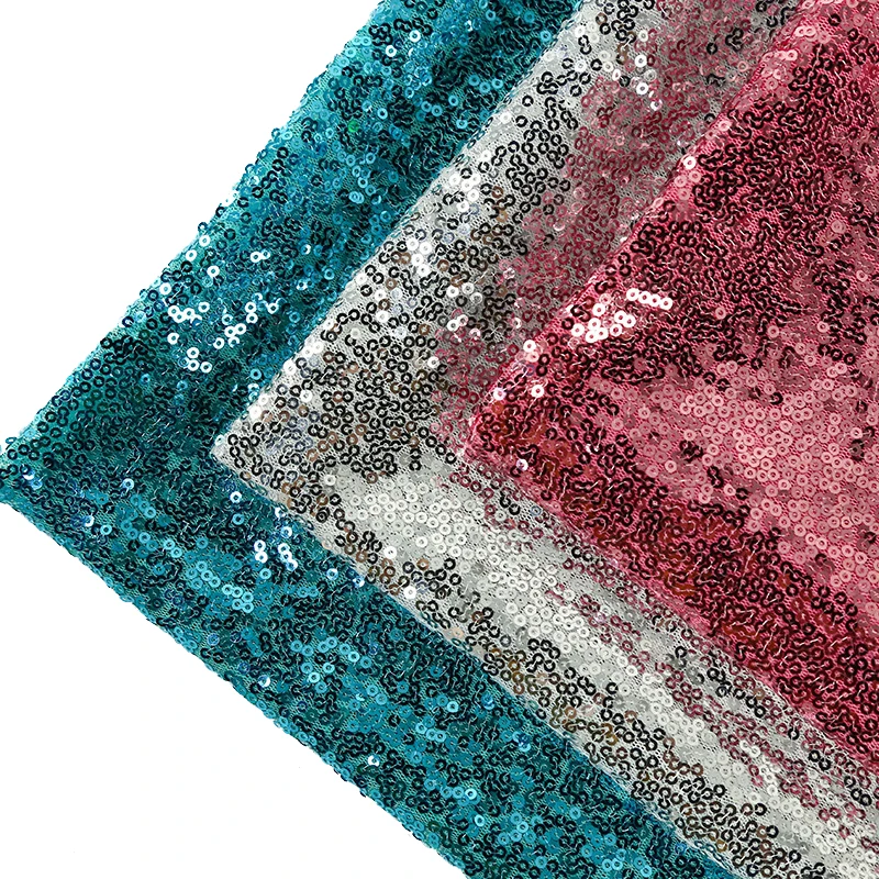 Wholesale Fashion 3MM Sequin Mesh Fabrics Glitter Embroidery Luxury Sequence Lace Sequin Fabrics