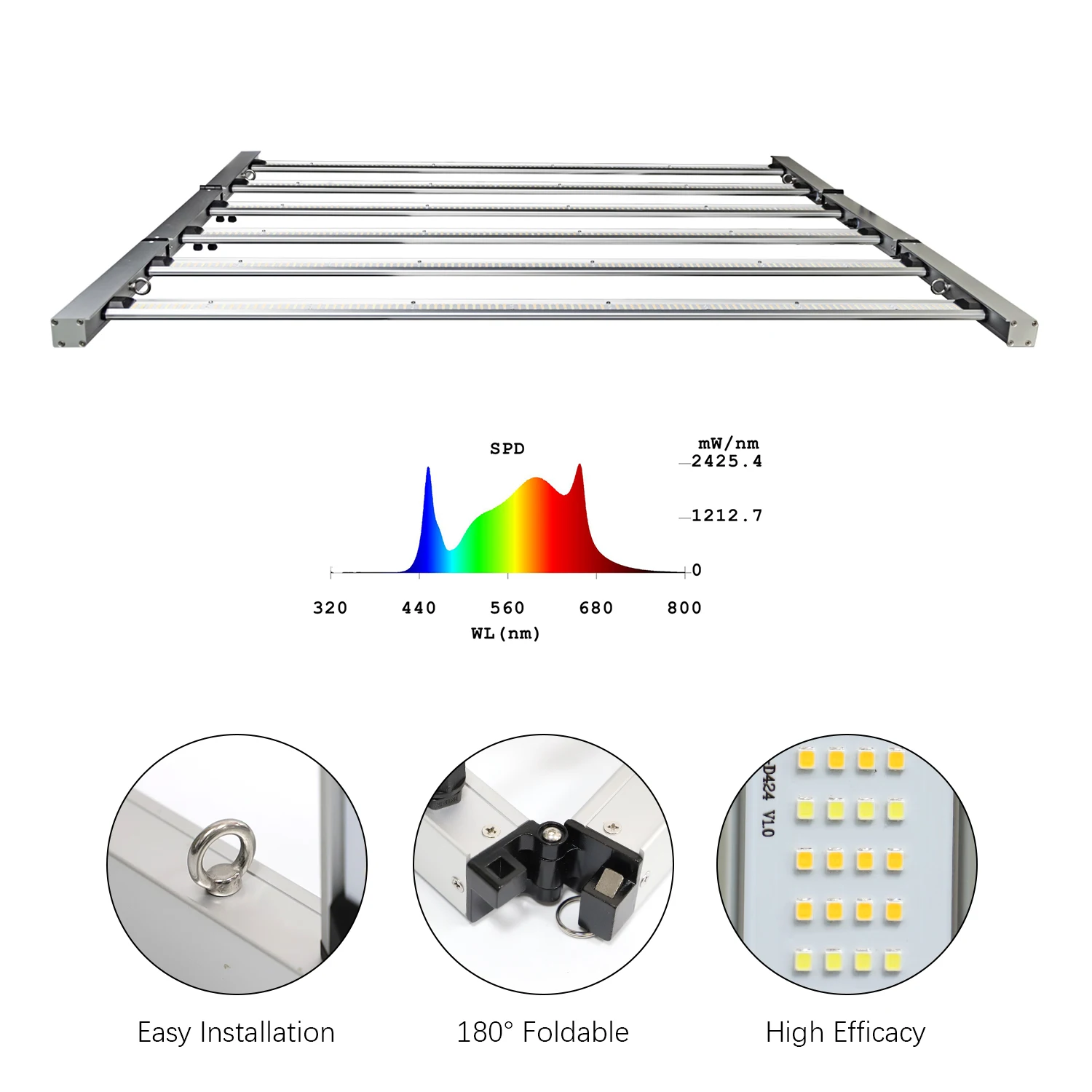 Driver High Intensity PPF 2.8 Umol/J 650w 180 Lm/W Ip65 Full Spectrum Led Grow Light Bar For Indoor Plants Greenhouse Tent