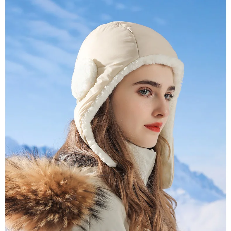 Winter down cotton Lei Feng cap outdoor ski hat plus velvet warm riding hat