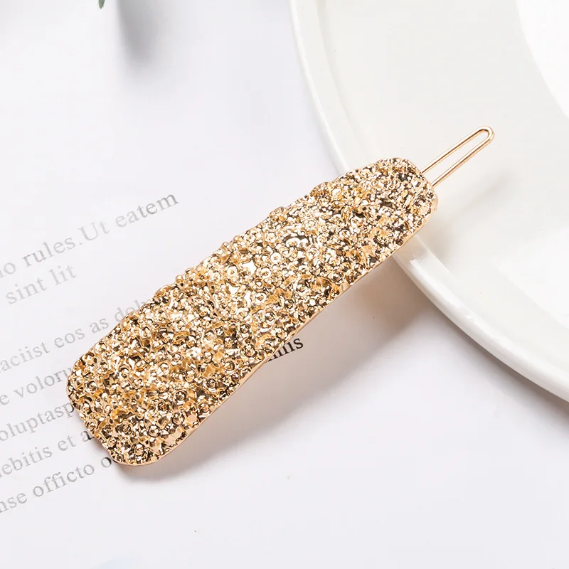 Fashionable temperament metal geometric water drop square hair clips frog hairpin women