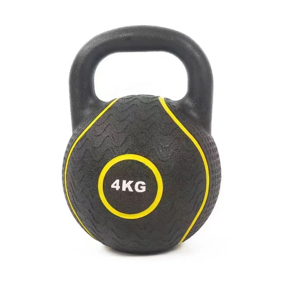 High quality Gym Fitness Black Rubber Coated Kettlebell 6LB-25LB Competition Kettlebells 3KG-12KG Cast Iron Kettle Bell