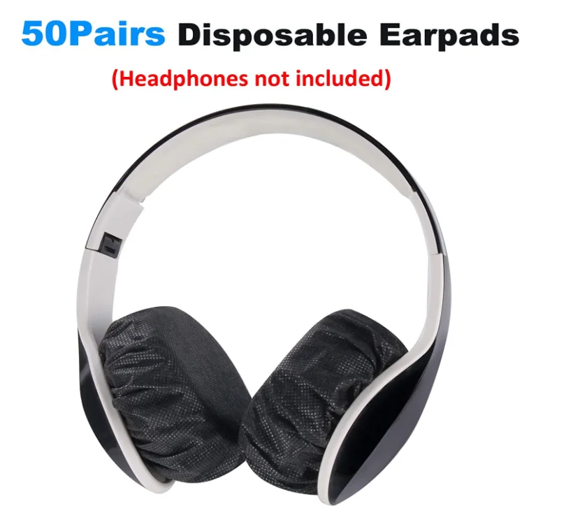 2 Pcs Disposable Black Headphone Headset Cover Head Set Cover Earphone Cover Case with Customized