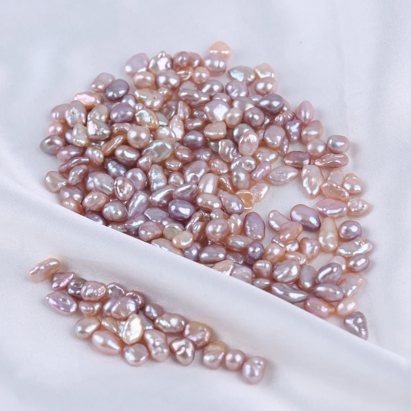 5-9mm AAA A Natural Pink Purple Loose Real Fresh Water Keshi Pearl Beads