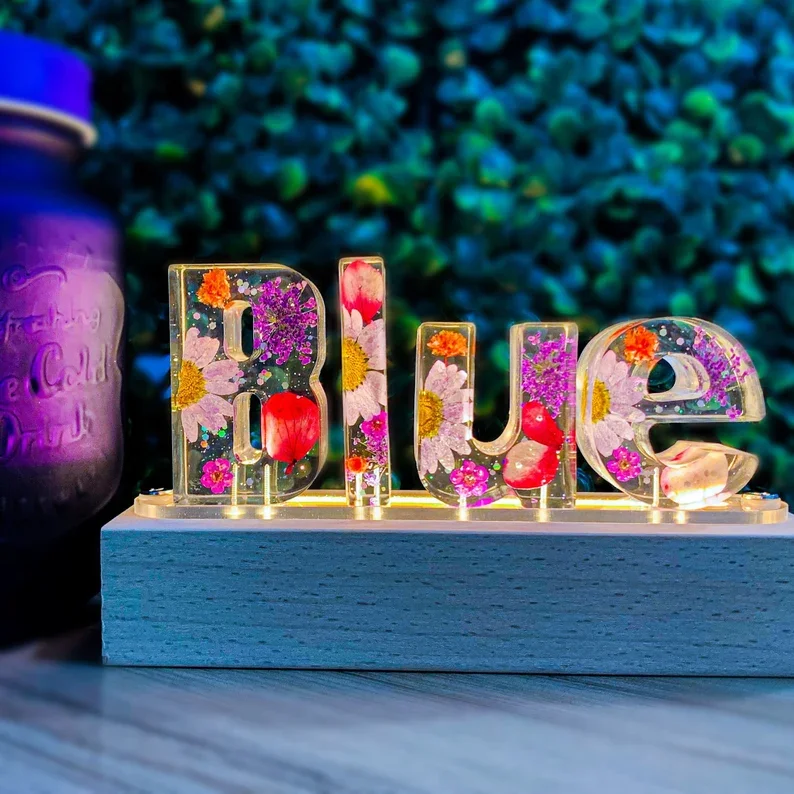 Полимерная декоративная лампа с буквами цветочный Ночной светильник рекламный проектный светодиодный 3D настольная