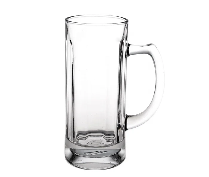 14-15oz Classical clear big glasscup beer glass mug with handle