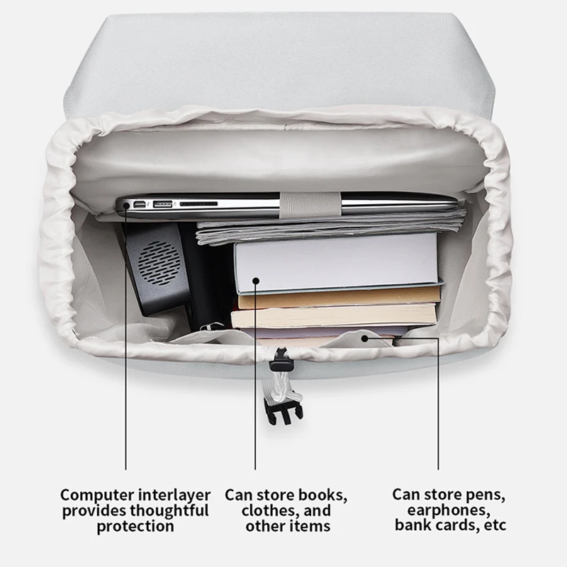 High Quality Recycled Canvas Travel Backpack Casual Sport Outdoor Hiking Waterproof Feature Unisex String Closure Laptop Use