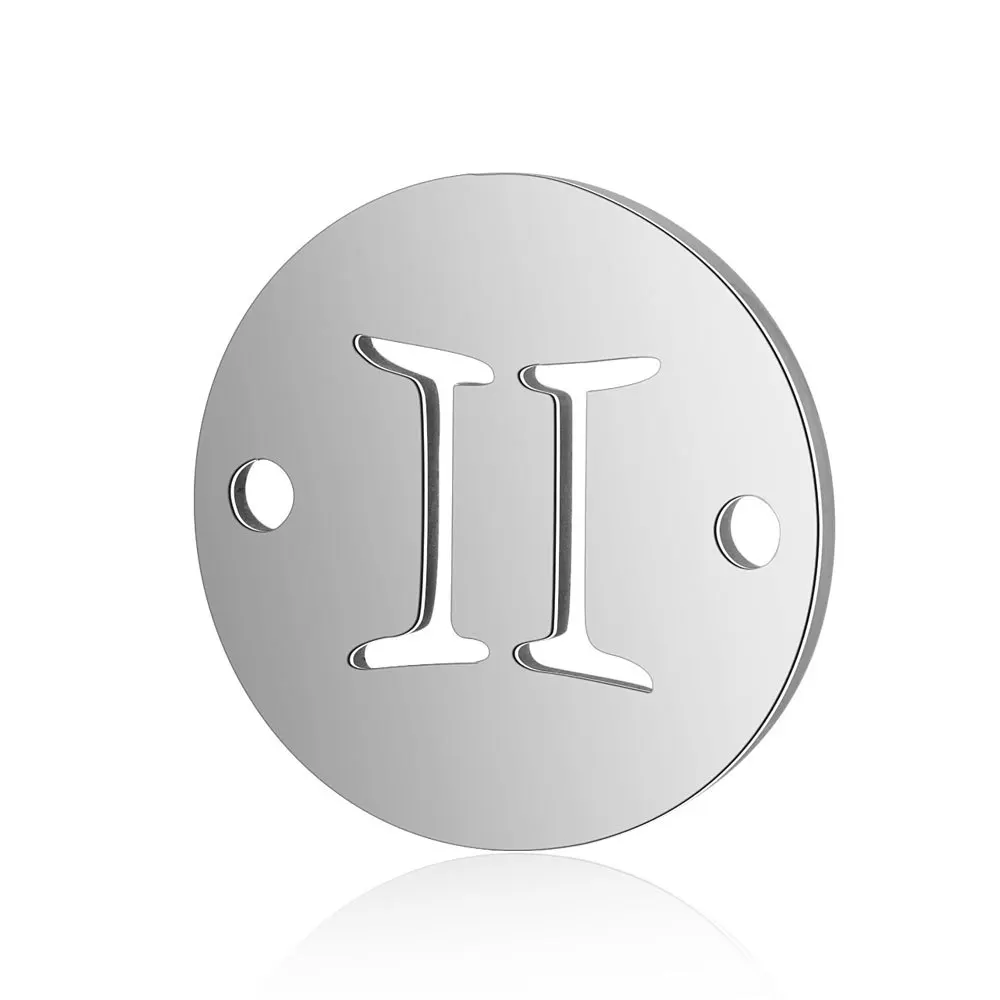 2-Hole Stainless Steel 12 Zodiac Sign Constellation Symbol Bracelet Charms Pendant For Necklace Bracelet Accessories