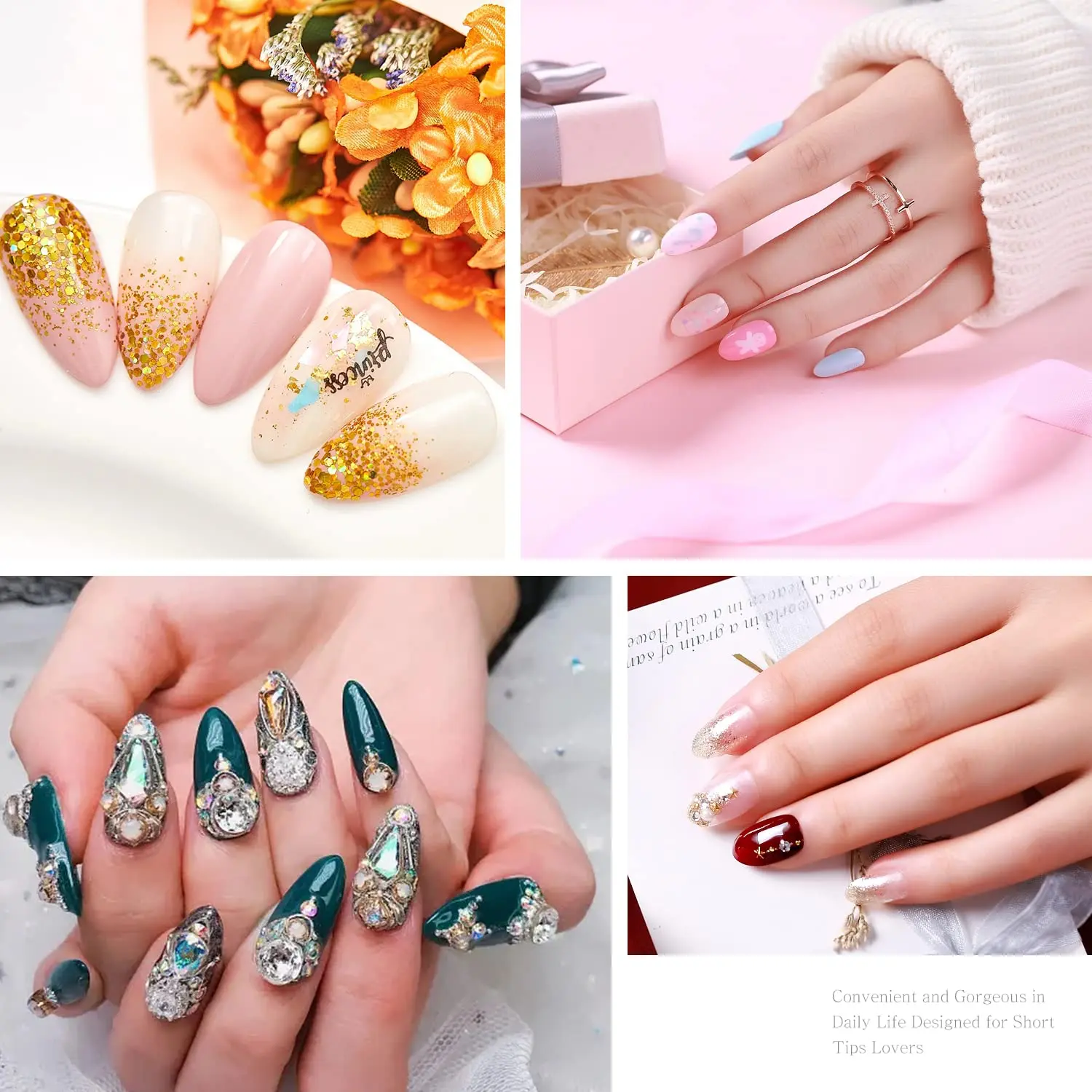 Natural gel x no crease suitable 552pcs 12 sizes full cover soft nail extension false tips