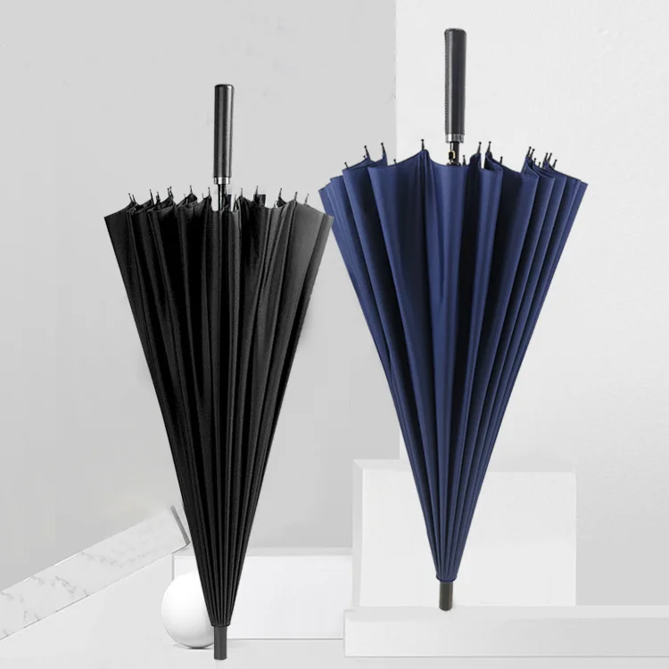Custom logo prints  windproof straight PU straight handle car umbrella