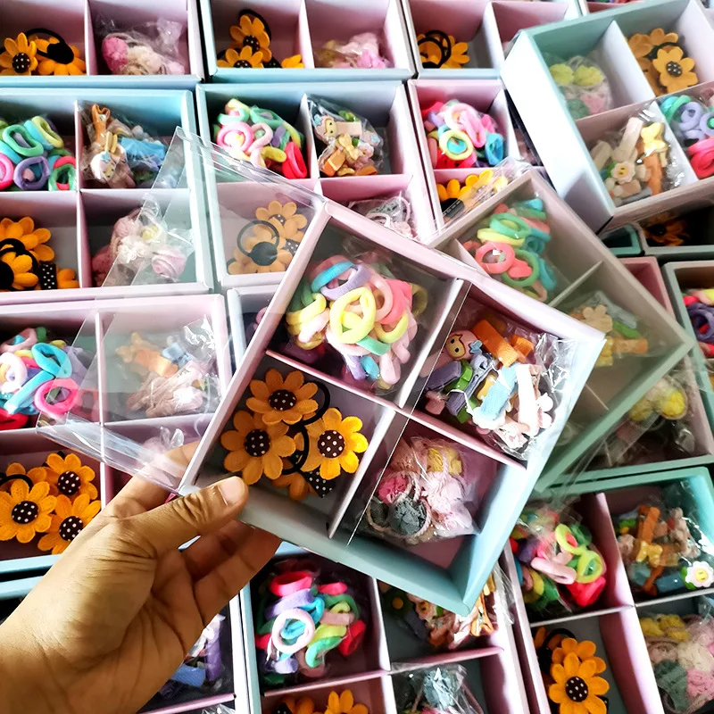 Детская цветная нейлоновая эластичная повязка для волос Набор детских милых заколок для волос с мультяшным рисунком аксессуары для маленьких девочек